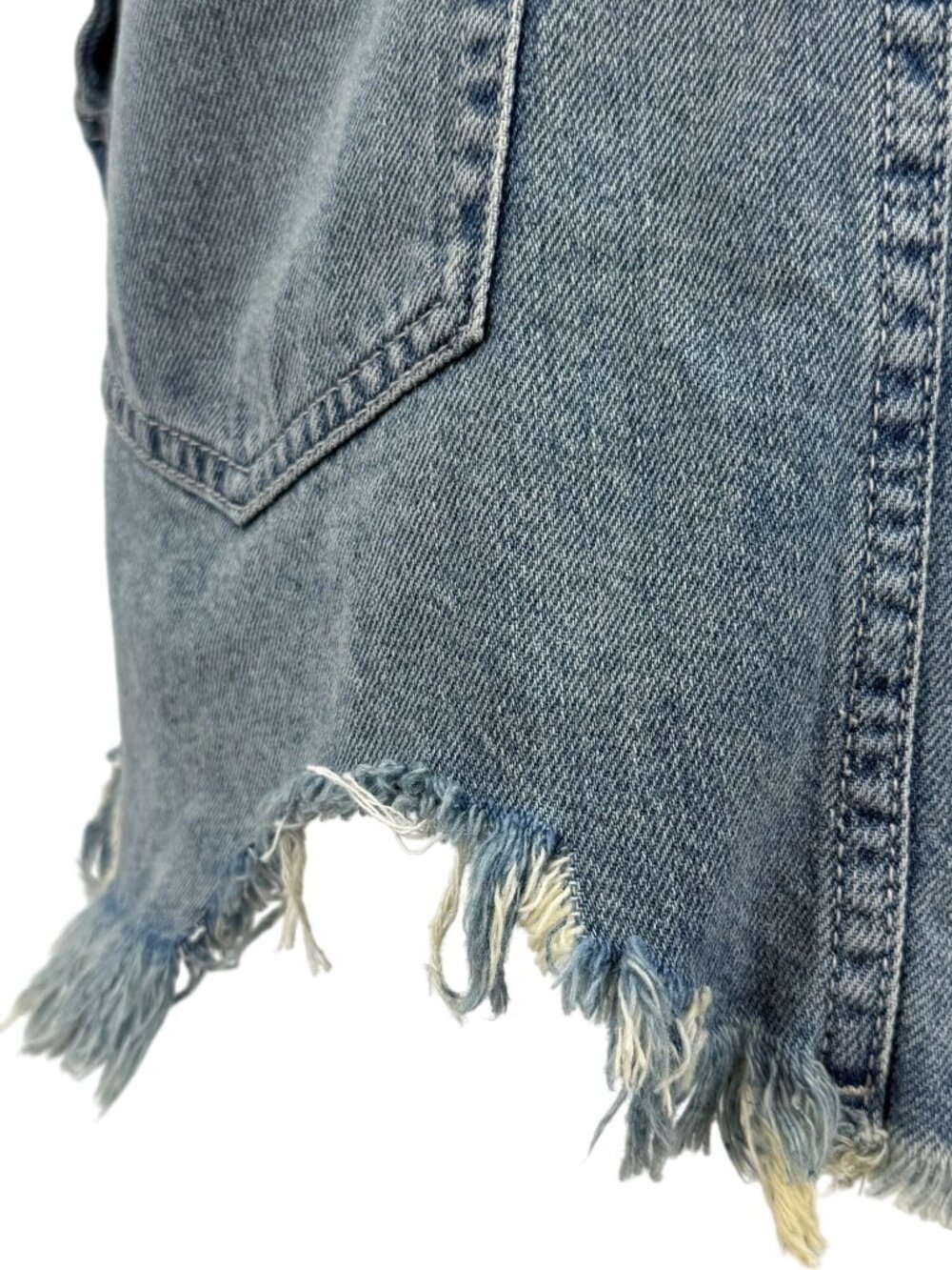 NWOT Free People Distressed Denim Overall Mini Skirt 12/L | Indie Sleaze Grunge - Picture 9 of 16